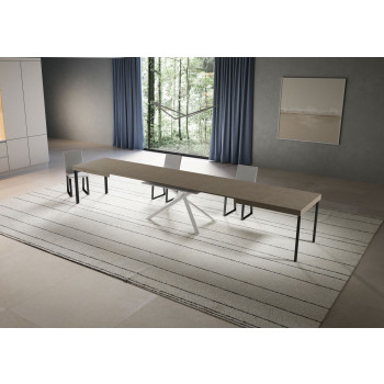 Table Niket pieds blancs D.90 - Table extensible 90x180/440 cm Niket Frêne blanc pieds blancs