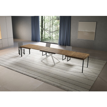 Table Niket pieds blancs D.90 - Table extensible 90x180/440 cm Niket Frêne blanc pieds blancs