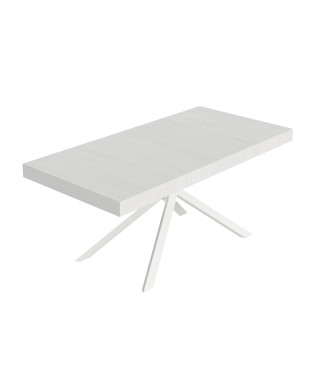 Table Niket pieds blancs D.90 - Table extensible 90x180/440 cm Niket Frêne blanc pieds blancs