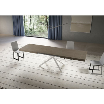Table Niket pieds blancs D.90 - Table extensible 90x200/304 cm Niket Frêne blanc pieds blancs