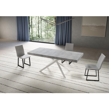 Table Niket pieds blancs D.90 - Table extensible 90x200/304 cm Niket Frêne blanc pieds blancs