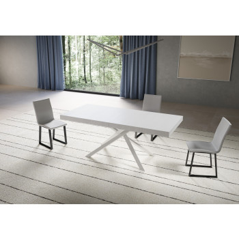 Table Niket pieds blancs D.90 - Table extensible 90x200/460 cm Niket Frêne blanc pieds blancs