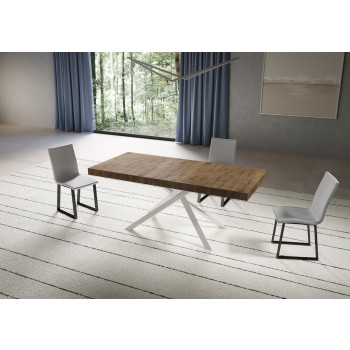 Table Niket pieds blancs D.90 - Table extensible 90x200/460 cm Niket Frêne blanc pieds blancs