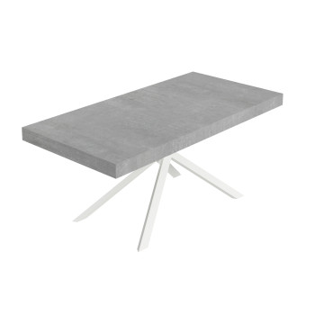 Table Niket pieds blancs D.90 - Table extensible 90x200/460 cm Niket Frêne blanc pieds blancs