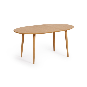 Table ovale extensible Oqui en placage de chêne Ø120(20