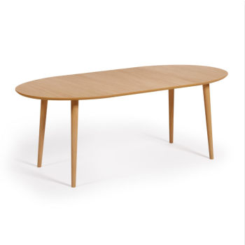 Table ovale extensible Oqui en placage de chêne Ø120(20
