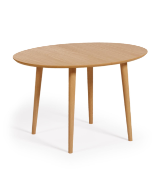 Table ovale extensible Oqui en placage chêne Ø120