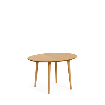 Table ovale extensible Oqui en placage chêne et pieds en bois massif Ø 120 (200) x 90 cm