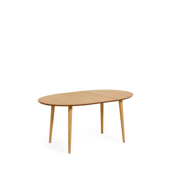Table ovale extensible Oqui en placage chêne et pieds en bois massif Ø 120 (200) x 90 cm