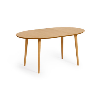 Table ovale extensible Oqui en placage de chêne et pieds en bois massif Ø 120 (200) x 90 cm