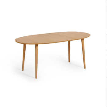 Table ovale extensible Oqui en placage de chêne Ø140
