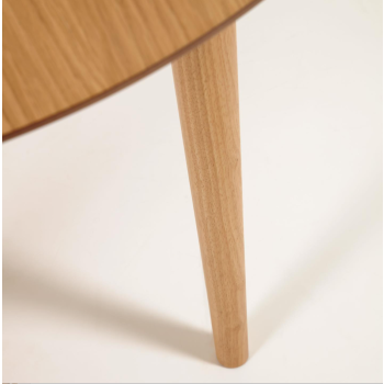 Table ovale extensible Oqui en placage de chêne Ø140