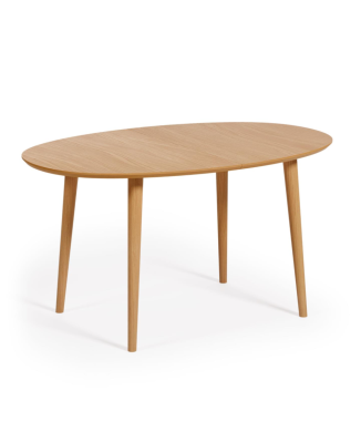 Table ovale extensible Oqui en placage chêne Ø140