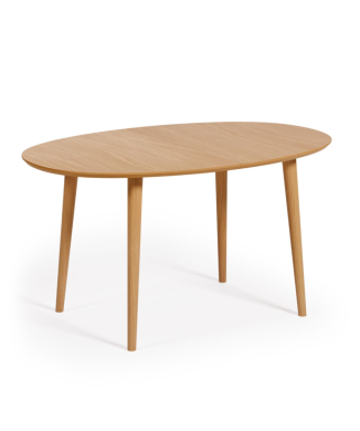Table ovale extensible Oqui en placage de chêne Ø140