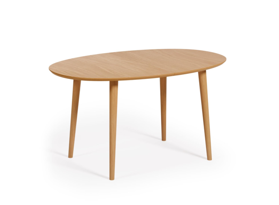 Table ovale extensible Oqui en placage de chêne Ø140