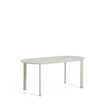 Table ovale Erice en aluminium et verre trempé écru 180 x 90 cm
