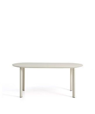 Table ovale Erice en aluminium et verre trempé écru 180 x 90 cm