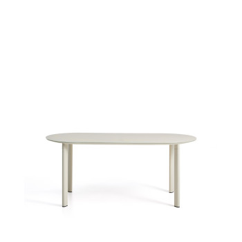Table ovale Erice en aluminium et verre trempé écru 180 x 90 cm