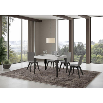 Table Paxon pieds anthracite D.80 - Table extensible 120/204x80 cm Paxon frêne blanc pieds anthracite
