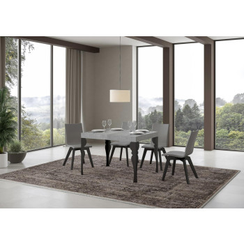 Table Paxon pieds anthracite D.80 - Table extensible 120/204x80 cm Paxon frêne blanc pieds anthracite
