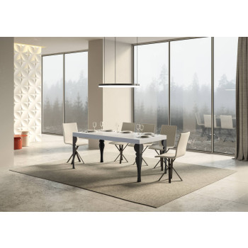 Table Paxon pieds anthracite D.80 - Table extensible 160/244x80 cm Paxon frêne blanc pieds anthracite
