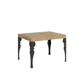 Table Paxon pieds anthracite D.90 - Table extensible 110/194x70 cm Paxon frêne blanc pieds anthracite