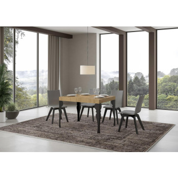 Table Paxon pieds anthracite D.90 - Table extensible 110/194x70 cm Paxon frêne blanc pieds anthracite
