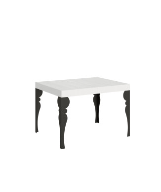 Table Paxon pieds anthracite D.90 - Table extensible 110/194x70 cm Paxon frêne blanc pieds anthracite