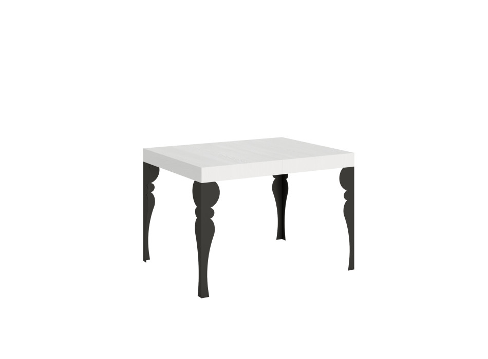 Table Paxon pieds anthracite D.90 - Table extensible 110/194x70 cm Paxon frêne blanc pieds anthracite