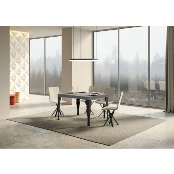 Table Paxon pieds anthracite D.90 - Table extensible 120/224x90 cm Paxon frêne blanc pieds anthracite