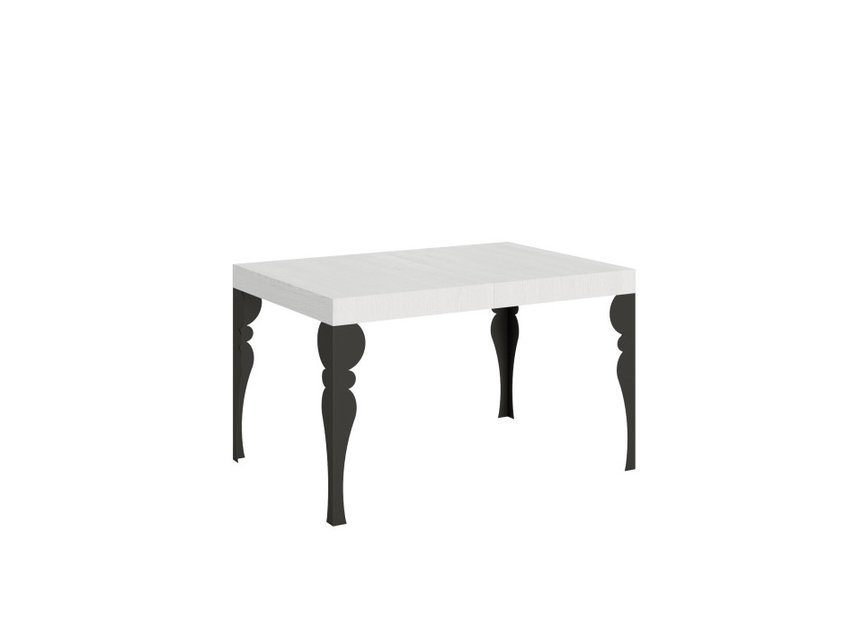 Table Paxon pieds anthracite D.90 - Table extensible 120/380x90 cm Paxon frêne blanc pieds anthracite