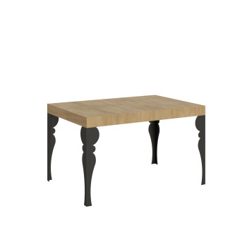 Table Paxon pieds anthracite D.90 - Table extensible 130/234x90 cm Paxon frêne blanc pieds anthracite