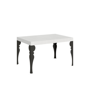 Table Paxon pieds anthracite D.90 - Table extensible 130/234x90 cm Paxon frêne blanc pieds anthracite