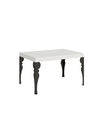 Table Paxon pieds anthracite D.90 - Table extensible 140/400x90 cm Paxon frêne blanc pieds anthracite