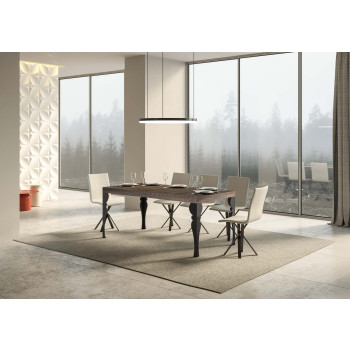 Table Paxon pieds anthracite D.90 - Table extensible 160/264x90 cm Paxon frêne blanc pieds anthracite