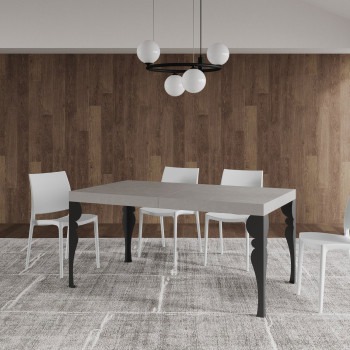 Table Paxon pieds anthracite D.90 - Table extensible 160/264x90 cm Paxon frêne blanc pieds anthracite