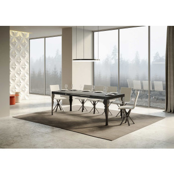 Table Paxon pieds anthracite D.90 - Table extensible 160/264x90 cm Paxon frêne blanc pieds anthracite