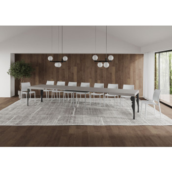 Table Paxon pieds anthracite D.90 - Table extensible 160/420x90 cm Paxon frêne blanc pieds anthracite