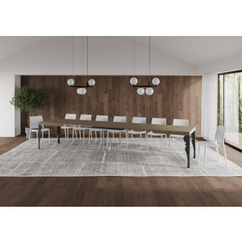 Table Paxon pieds anthracite D.90 - Table extensible 160/420x90 cm Paxon frêne blanc pieds anthracite