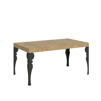 Table Paxon pieds anthracite D.90 - Table extensible 160/420x90 cm Paxon frêne blanc pieds anthracite