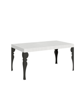 Table Paxon pieds anthracite D.90 - Table extensible 160/420x90 cm Paxon frêne blanc pieds anthracite