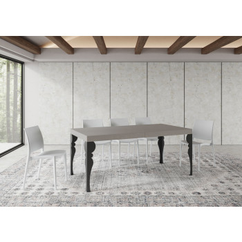 Table Paxon pieds anthracite D.90 - Table extensible 180/284x90 cm Paxon frêne blanc pieds anthracite