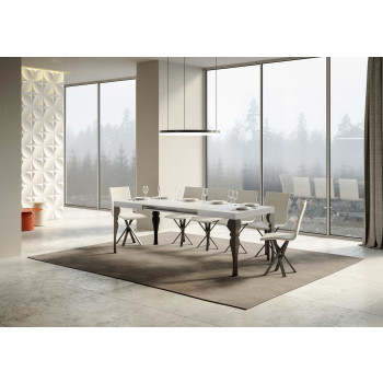 Table Paxon pieds anthracite D.90 - Table extensible 180/284x90 cm Paxon frêne blanc pieds anthracite