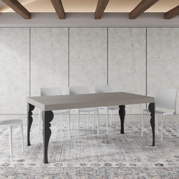 Table Paxon pieds anthracite D.90 - Table extensible 180/440x90 cm Paxon frêne blanc pieds anthracite