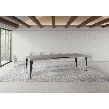 Table Paxon pieds anthracite D.90 - Table extensible 180/440x90 cm Paxon frêne blanc pieds anthracite
