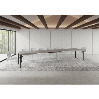 Table Paxon pieds anthracite D.90 - Table extensible 180/440x90 cm Paxon frêne blanc pieds anthracite