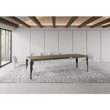 Table Paxon pieds anthracite D.90 - Table extensible 180/440x90 cm Paxon frêne blanc pieds anthracite