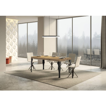 Table Paxon pieds anthracite D.90 - Table extensible 180/440x90 cm Paxon frêne blanc pieds anthracite