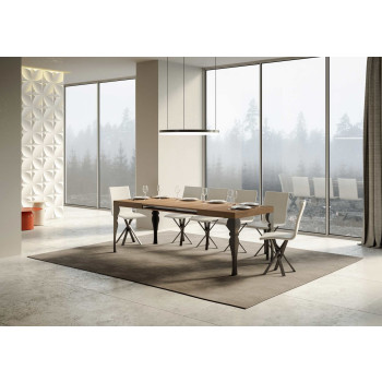 Table Paxon pieds anthracite D.90 - Table extensible 180/440x90 cm Paxon frêne blanc pieds anthracite