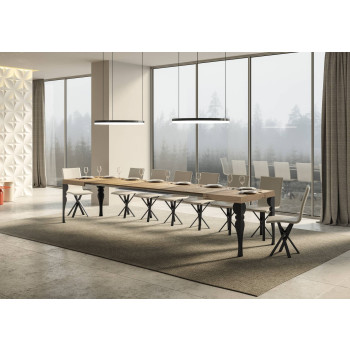Table Paxon pieds anthracite D.90 - Table extensible 180/440x90 cm Paxon frêne blanc pieds anthracite